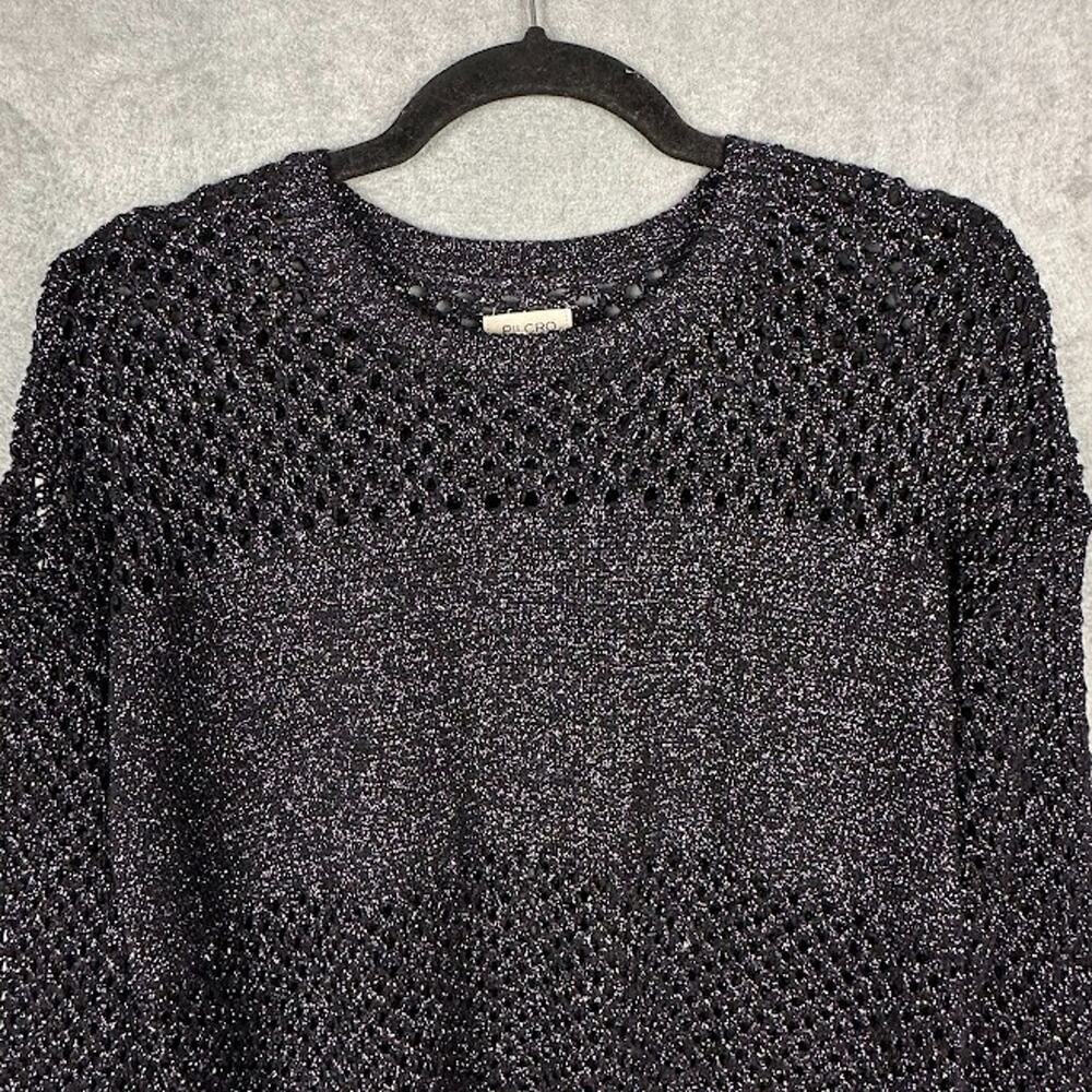Anthropologie Pilcro Sweater Womens Extra Small Black Metallic Open Knit Party - Picture 3 of 12